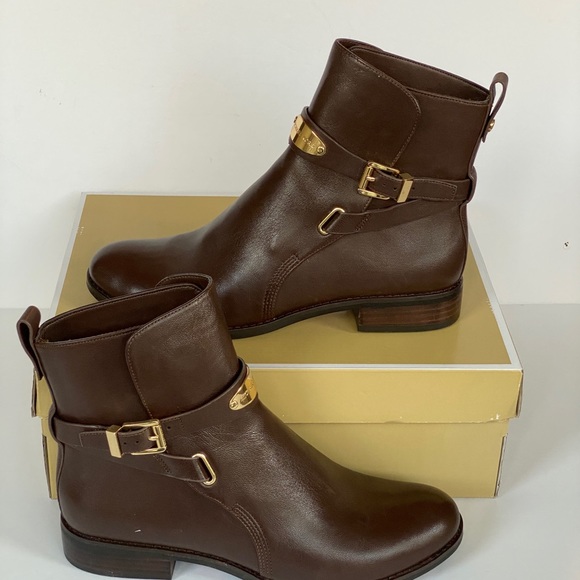 MICHAEL KORS Arlen Ankle Booties Brown Leather#8 - Picture 4 of 11